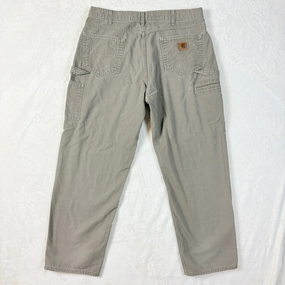 Carhartt Pants Men Sz 38x34‎ B159-MUS Mushroom Tan Canvas Carpenter Work Loose